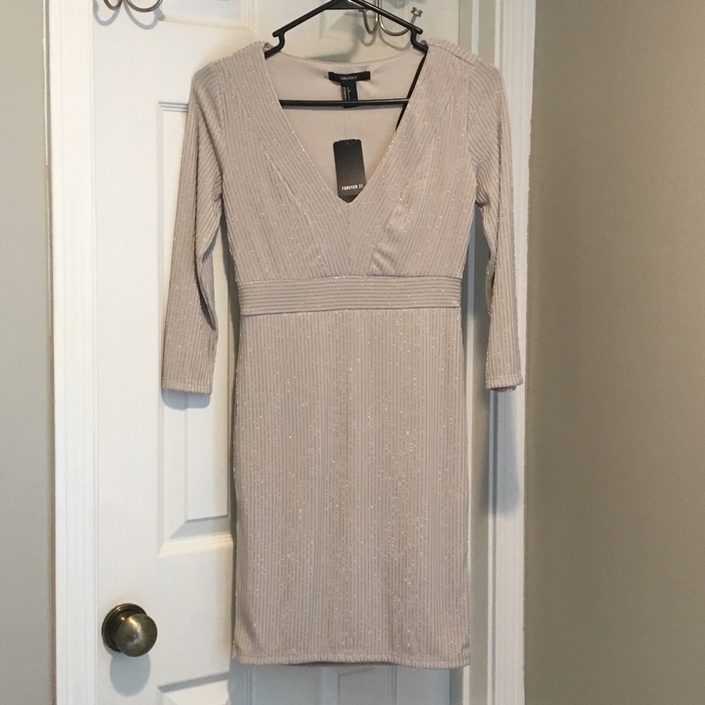 Champagne sparkle fitted dress